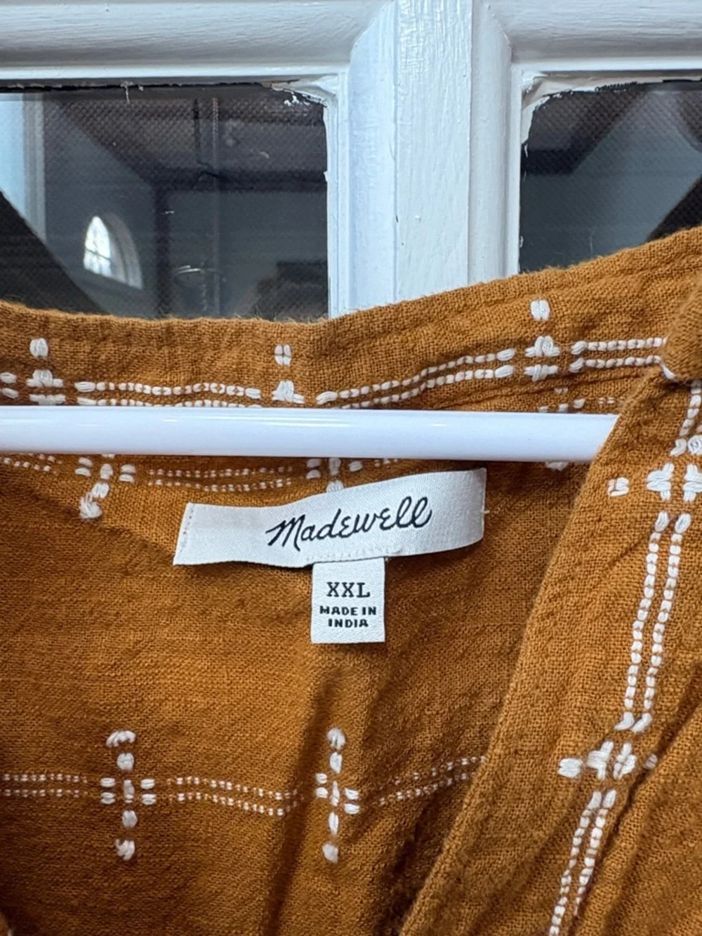 018 Madewell Rust V-Neck Tunic Top with White Stitching - Picture 2 of 6